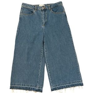 Zara High Rise Frayed Released Hem Wide Leg Culottes Size Medium